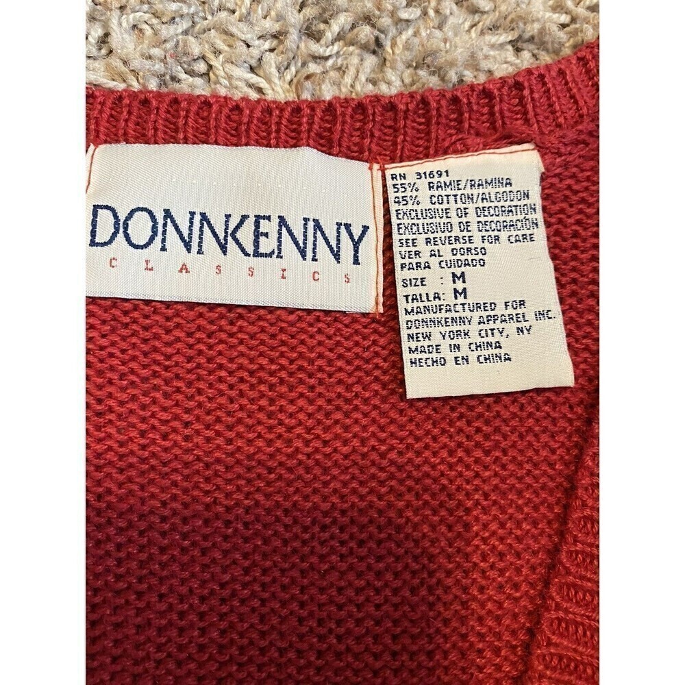 DONNKENNY Vintage Embroidered Vest Womens Size Medium 90s Red Floral Button Down - Picture 4 of 7